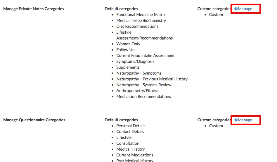 managing custom categories